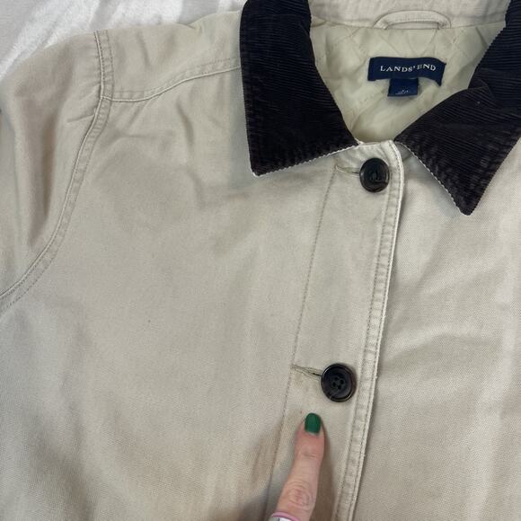 VTG Y2K Chore Coat Womens Large Beige Jacket Farm Barn Outdoor Workwear Utility - Picture 2 of 14